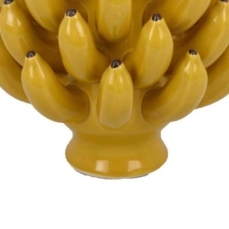 Joseph Accent Vase with Tiered Banana Accents, Yellow Ceramic 11 Inch