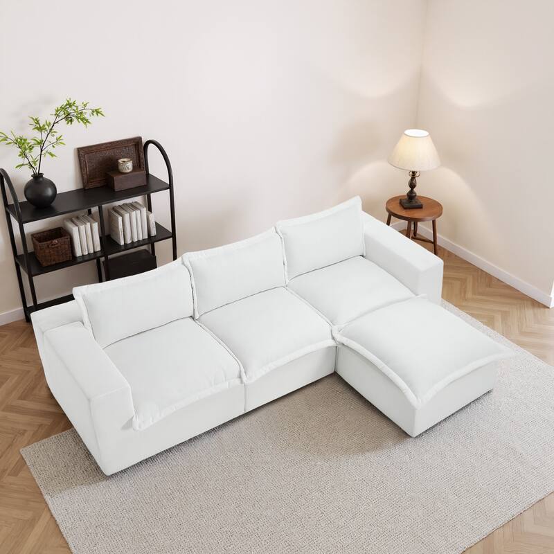 Comfy Cloud Chenille Upholstered Sectional Sofa with Pillow-Top Cushion