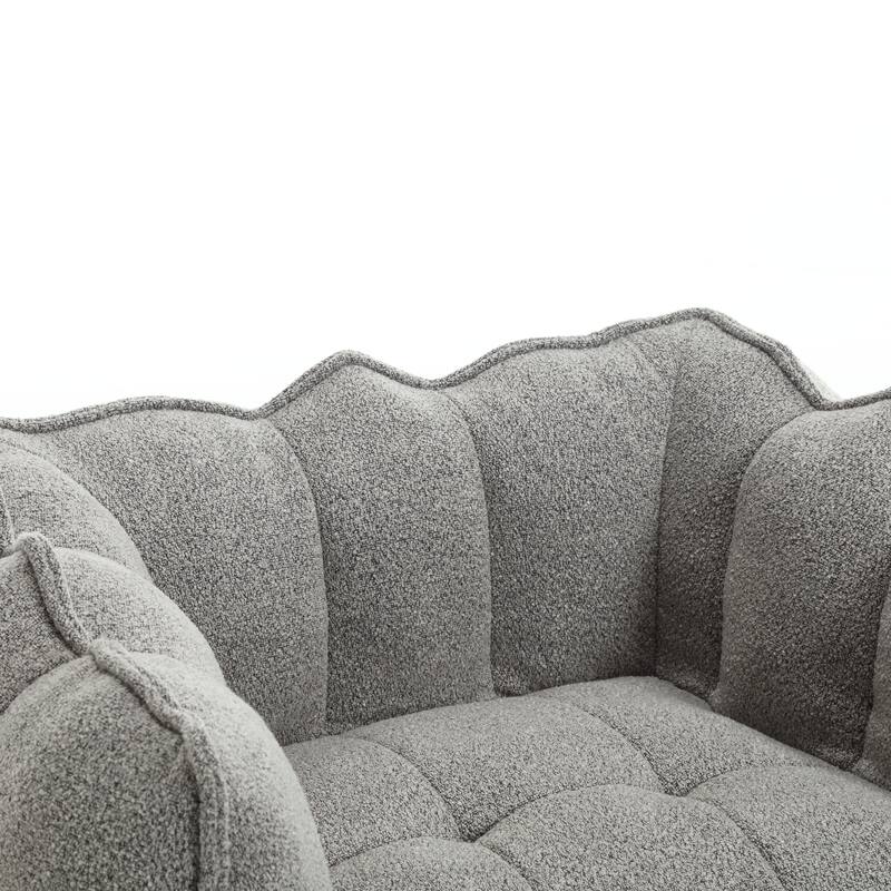 Chenille Bean Bag Chair Sets with Footstool and High-Resilience Foam