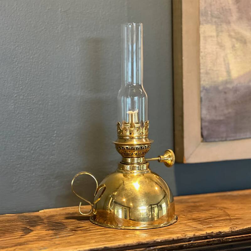 Kings County Tools 9-inch Tall Brass Oil Lamp - Extra-Bright Hurricane Lantern