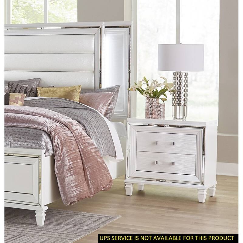 Glamorous 1pc Nightstand of 2x Drawers Acrylic Bar Pulls Stylish Bedroom Furniture