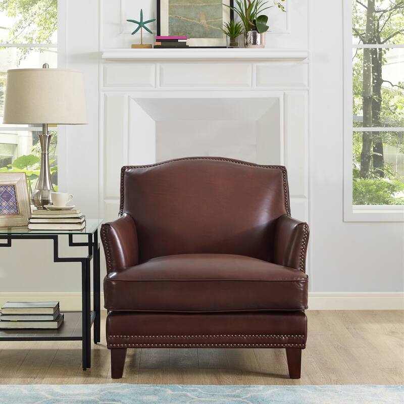 Hydeline Oxford Top Grain Leather Chair With Feather, Memory Foam and Springs