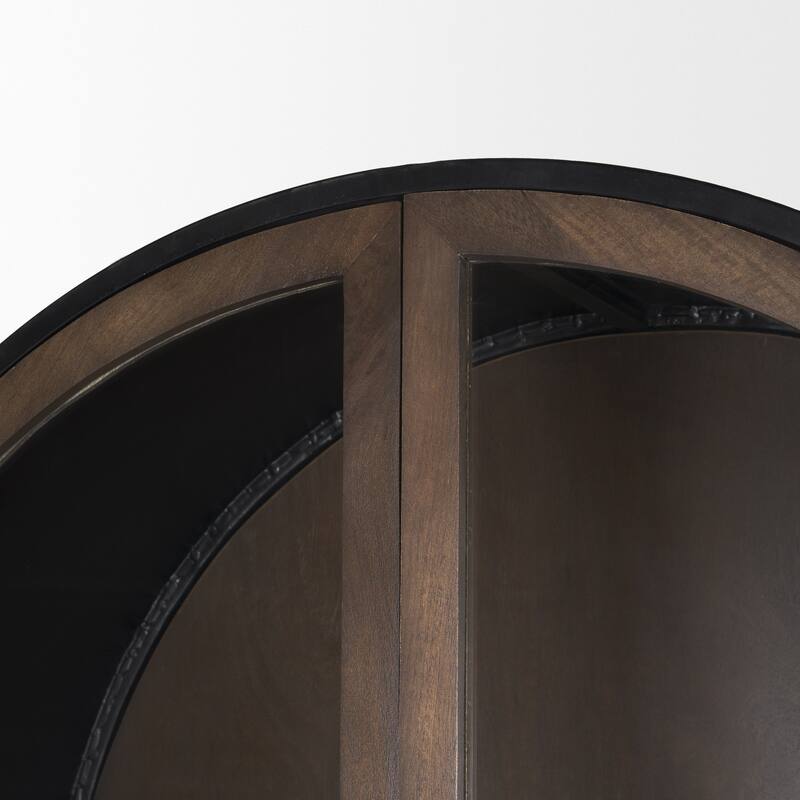 Sloan Black/ Dark Brown Arched Display Dining Cabinet