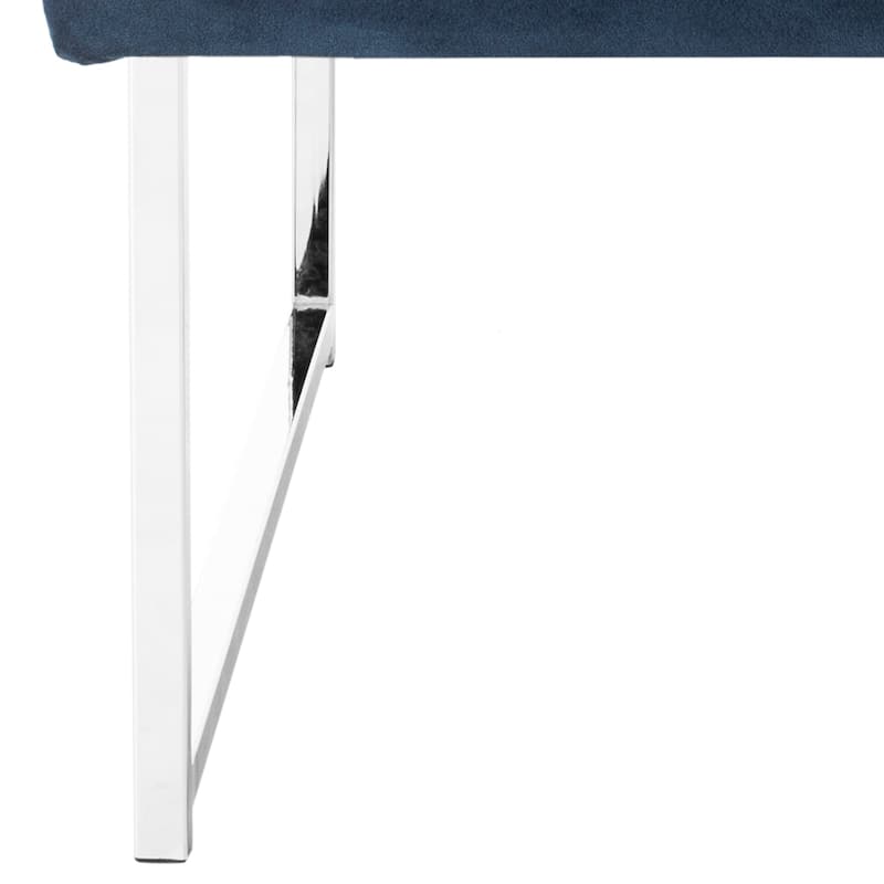 SAFAVIEH Mid-Century Modern Glam Hadley Tufted Velvet Navy Blue Club Chair - 25" x 30" x 32"