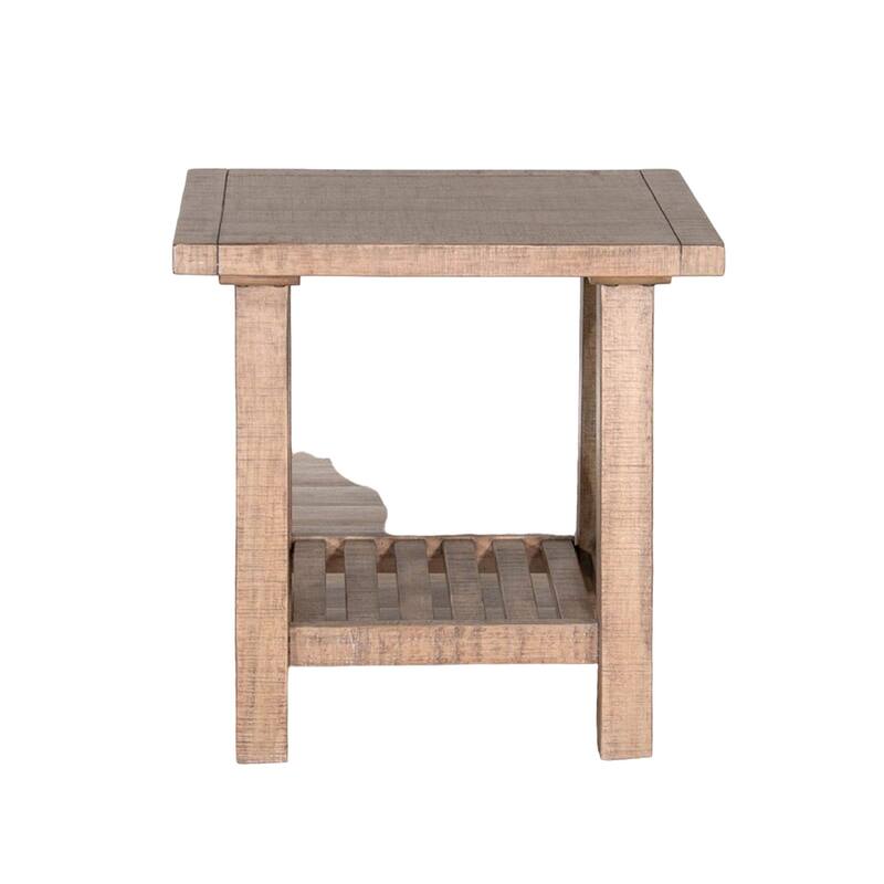 Anva End Table, Light Brown Mahogany, Shelf, Rectangular 24 Inch