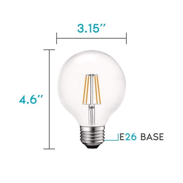 Ascher Vintage G25 LED Globe Light Bulbs Pack of 4 Medium E26 Base 60 Watt Equivalent G25 Glass Edison Style for Bathroom Makeup Mirror Non-Dimmable Daylight White 4000K