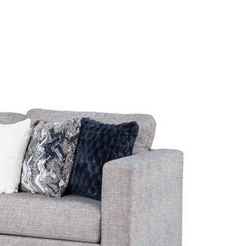 Harie Sectional Sofa with Chaise, 6 Pillow, Light Gray Chenille, 101in