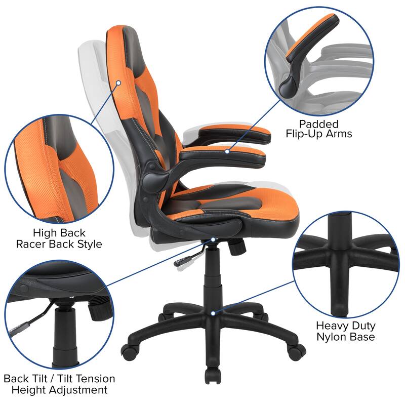 Gaming Desk & Chair Set with Cup Holder, Headphone Hook, and Monitor Stand