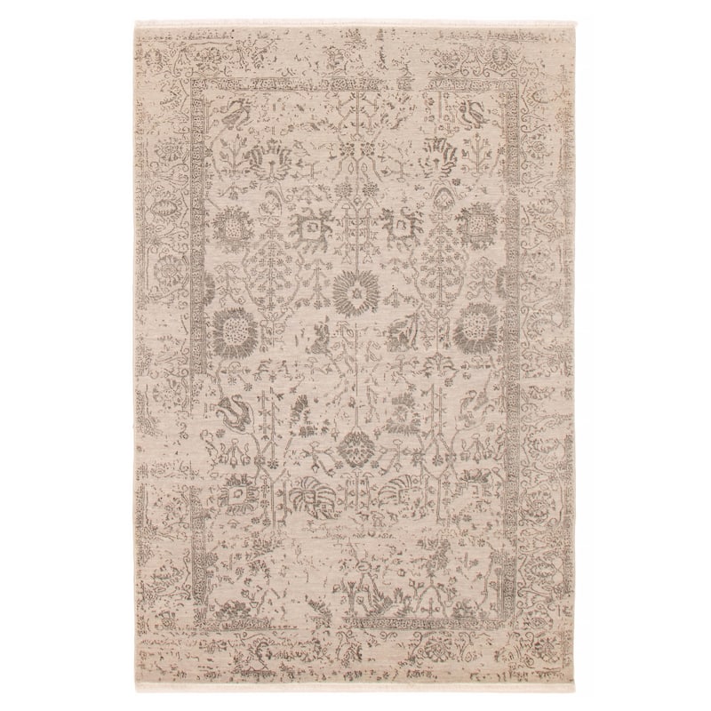 ECARPETGALLERY Hand-knotted Heritage Grey Silk, Wool Rug - 5'6 x 8'2 - Light Grey - 5'6 x 8'2