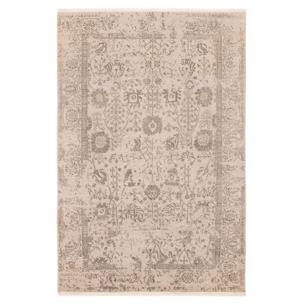 ECARPETGALLERY Hand-knotted Heritage Grey Silk, Wool Rug - 5'6 x 8'2