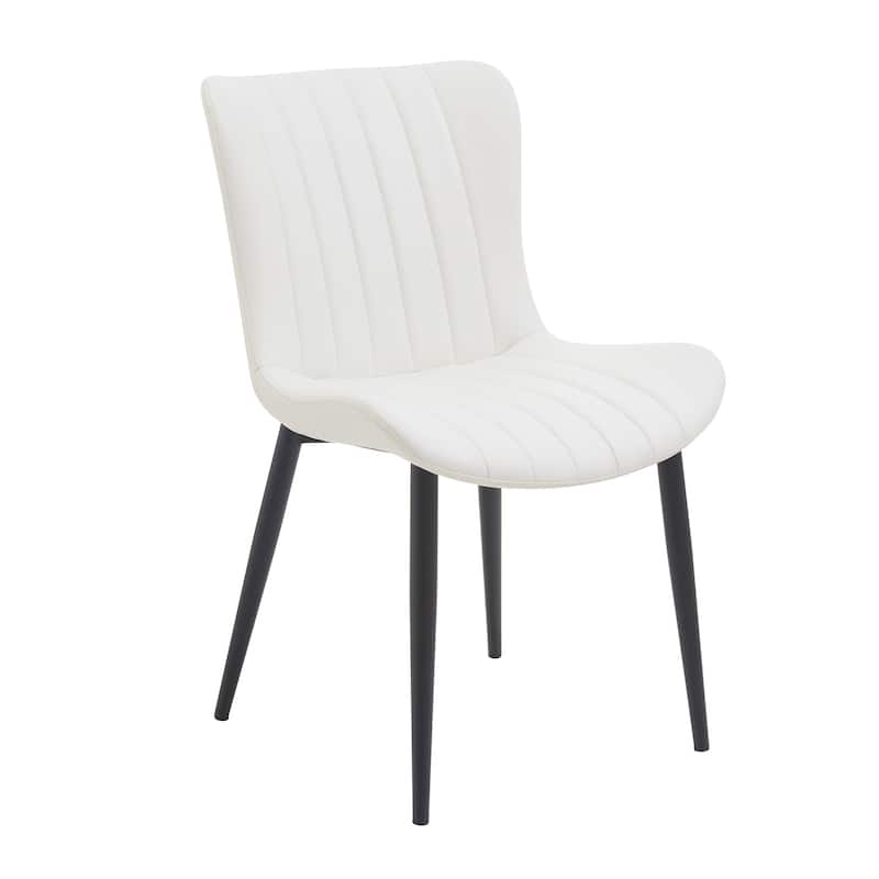 Dining Chairs Set of 2, Modern Upholstered Dining Chairs, Armless Faux Leather Accent Chairs with Backrest, Metal Legs