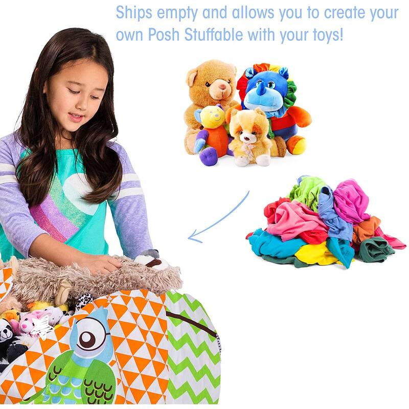 Kids Bean Bag Chair Cover Stuffed Animal Storage or Toy Organizer