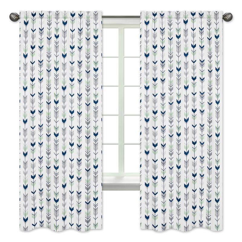Sweet Jojo Designs Window Curtain Panels for the Grey and Mint Mod Arrow Collection