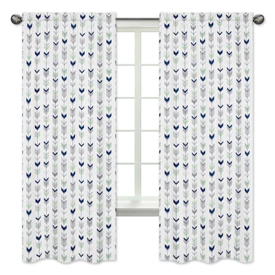 Sweet Jojo Designs Window Curtain Panels for the Grey and Mint Mod Arrow Collection