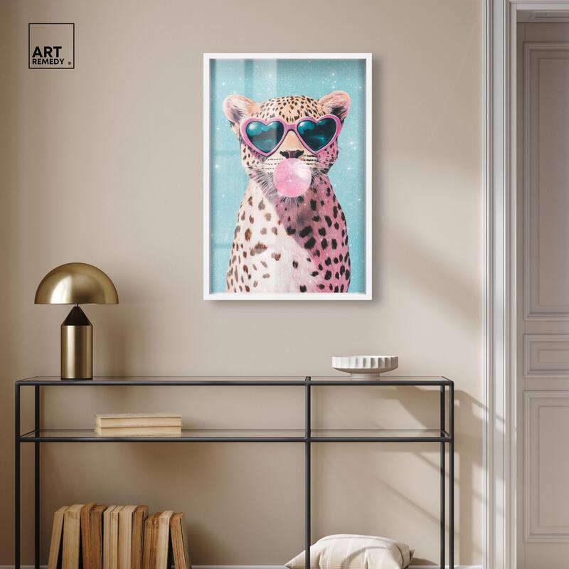 Pastel Cheetah Bubblegum Shadowbox by Art Remedy