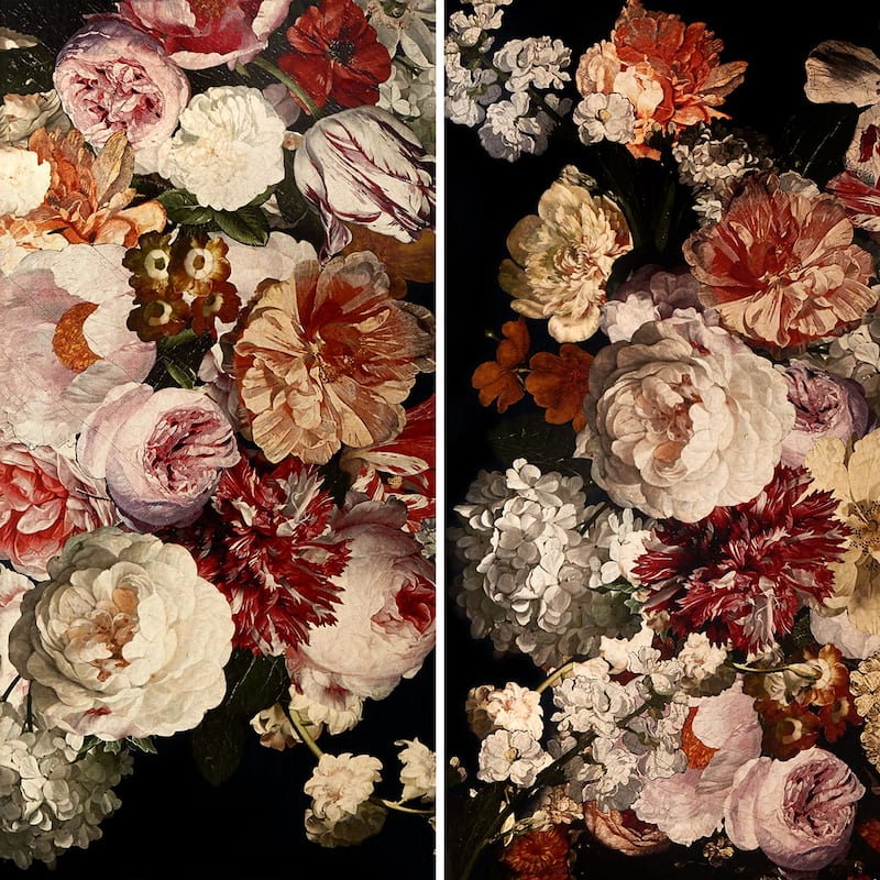 6 ft. Tall Double Sided Vintage Flowers Canvas Room Divider