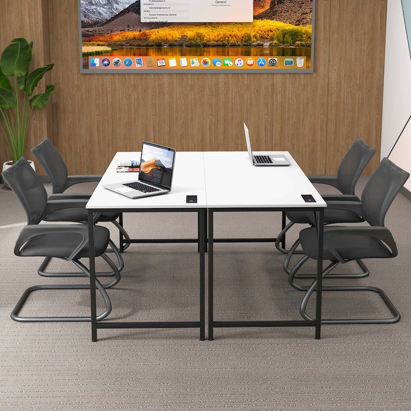 Costway Set of 2/4/6 Meeting Room Desk with Charging Station &
