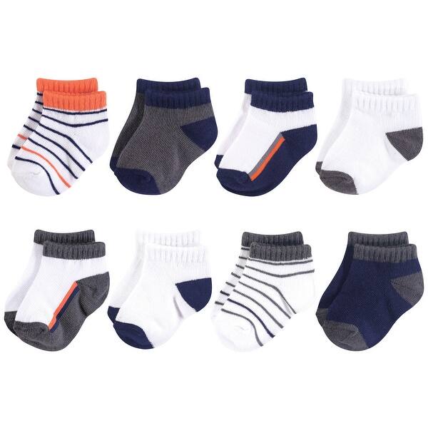 slide 1 of 1, Yoga Sprout Baby Boy Socks, Orange Charcoal 8-Pack 0-6 Months - Orange Charcoal 8-Pack