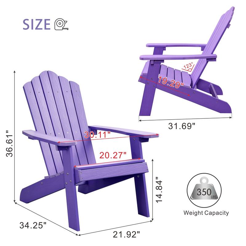 OVIOS Plastic Wood Adirondack Outdoor Patio Chair Set of 2