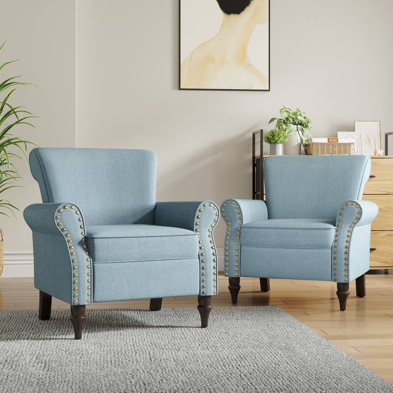 Living Room Armchair with Nailhead Trim - 29.9"W x 29.9"H x 32.9"D