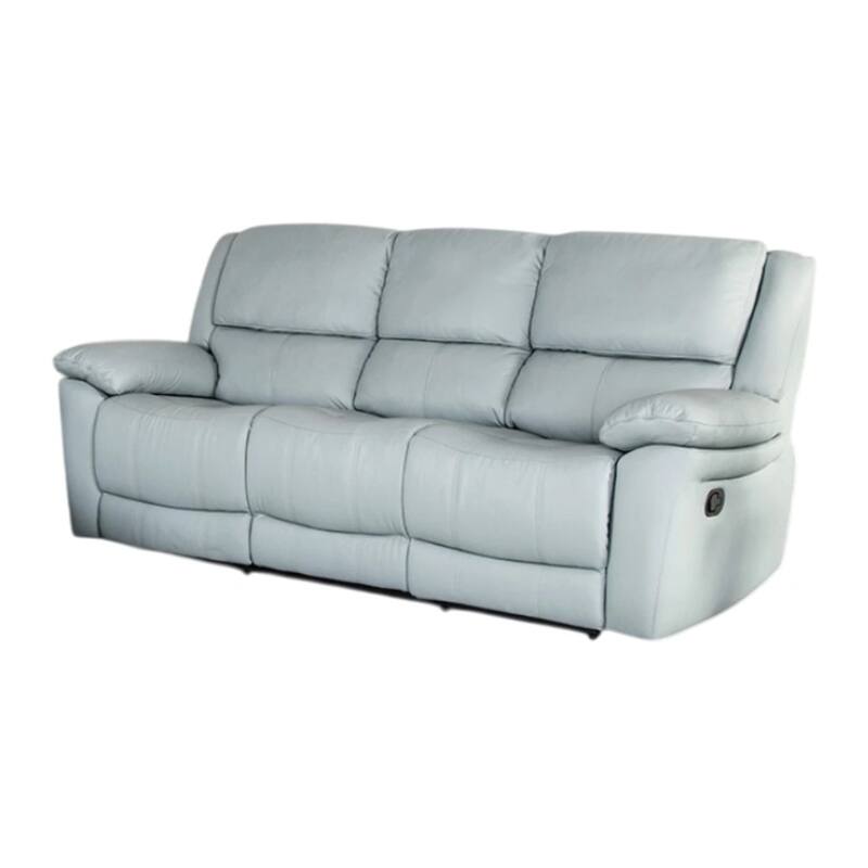 Larus Sofa, Manual Reclining Mechanism, Blue Faux Leather, 82 Inch