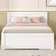preview thumbnail 1 of 2, Full Size Platform Bed with Storage Drawer, Wooden Bed with Two Shelves, Space-saving Bed with Headboard, White Grey