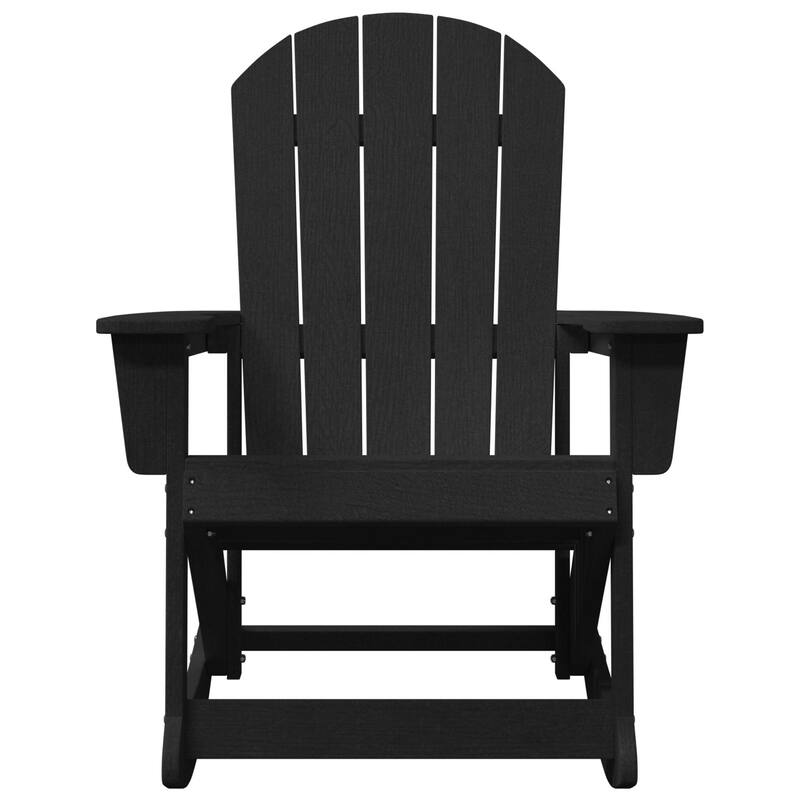 vidaXL Adirondack Rocking Chairs 2 pcs Black 73.5 x 92 x 90 cm HDPE - 28.9 x 36.2 x 35.4