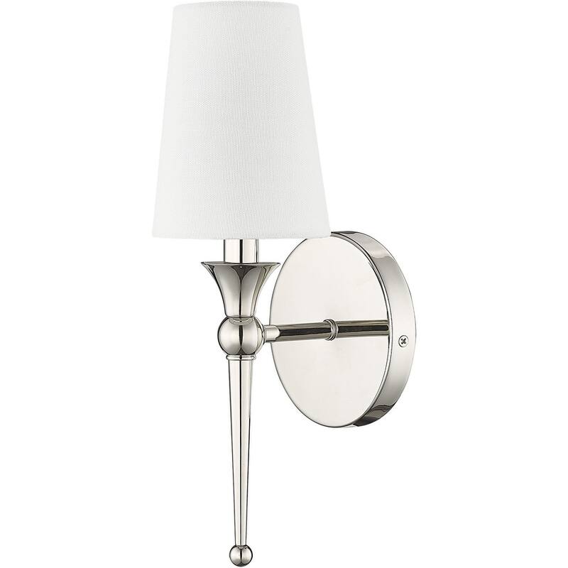 Millennium Lighting 17101 14" Tall Wall Sconce with Linen Shade - ADA - Polished Nickel