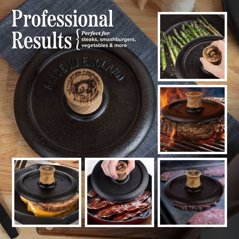 Classic Cuisine 7.25” Heavy-Duty Cast Iron Grill Press and Steak Weight