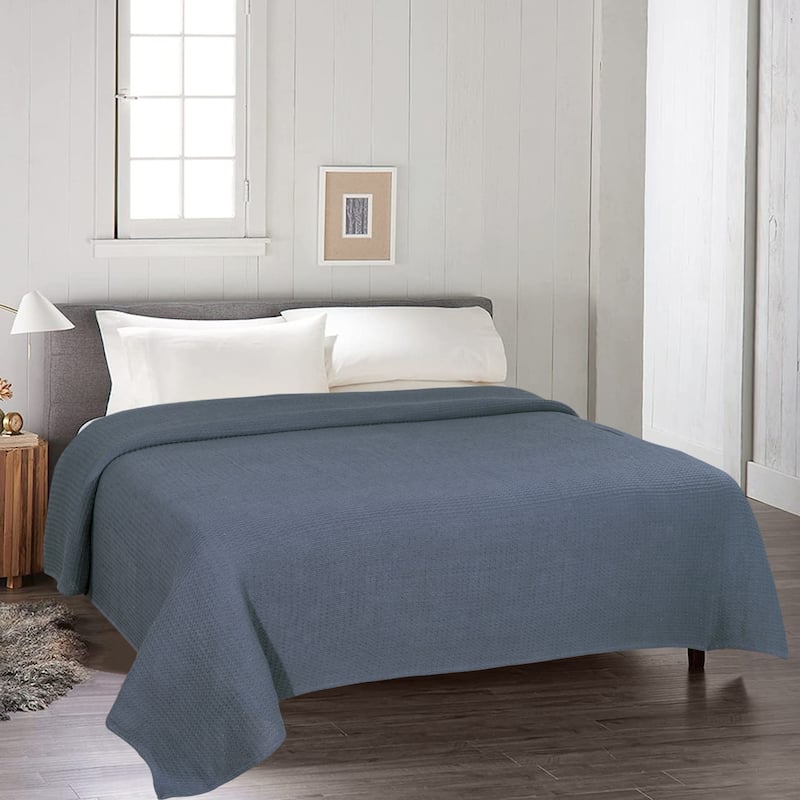 100-percent Cotton Waffle Weave Medium Weight All Season Thermal Blankets - Twin - Dark Grey
