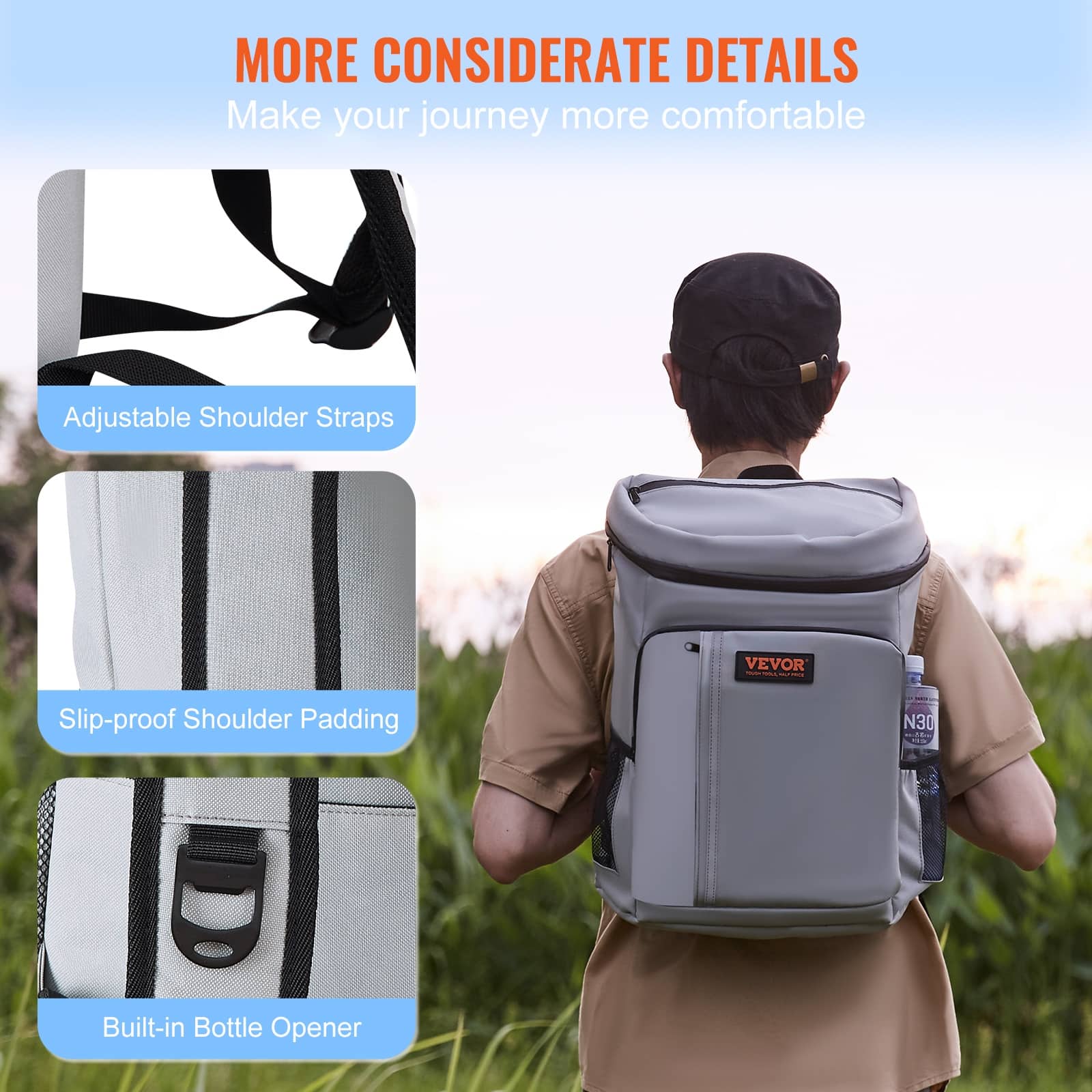VEVOR 28 Cans Backpack Cooler Leakproof Waterproof Insulated ...