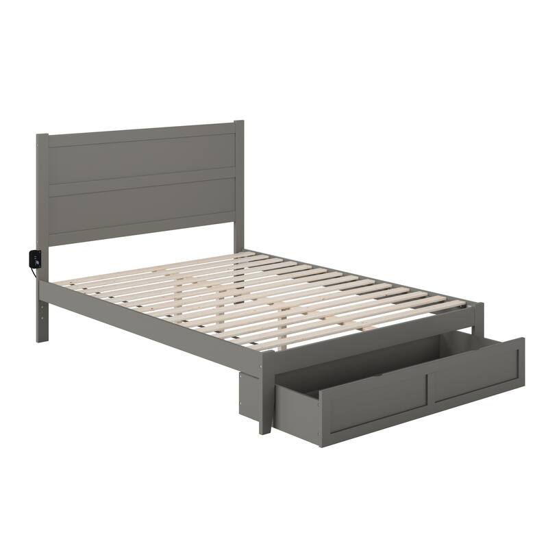 Gothic Grandeur Bed with Foot Drawer - Grey Bedroom Furniture