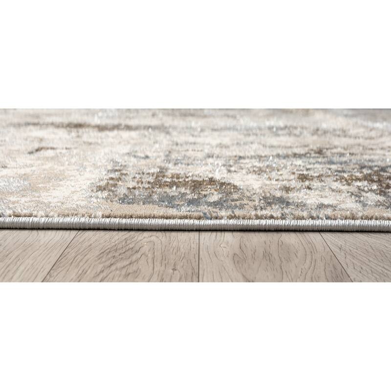 Thea Collection Beige/Blue Abstract Area Rug