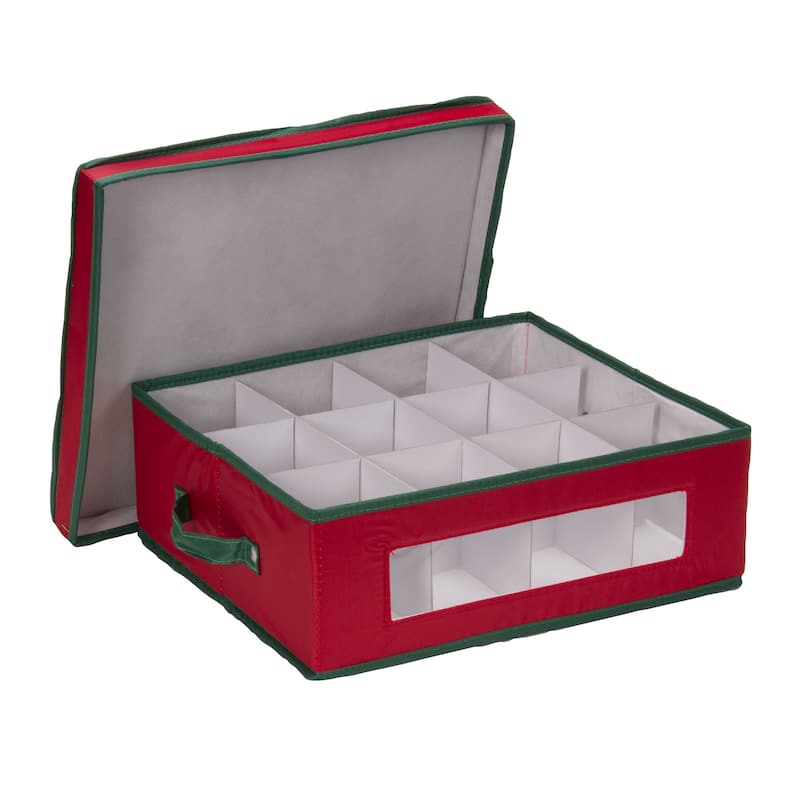 Household Essentials Holiday China Cup Storage Box - 15.5'' x 13.25'' x 5.5'' - 15.5'' x 13.25'' x 5.5'' - Red