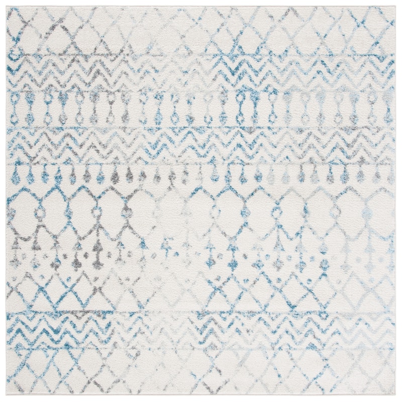SAFAVIEH Tulum Metta Moroccan Boho Tribal Rug - 6'7" Square - Ivory/Turquoise