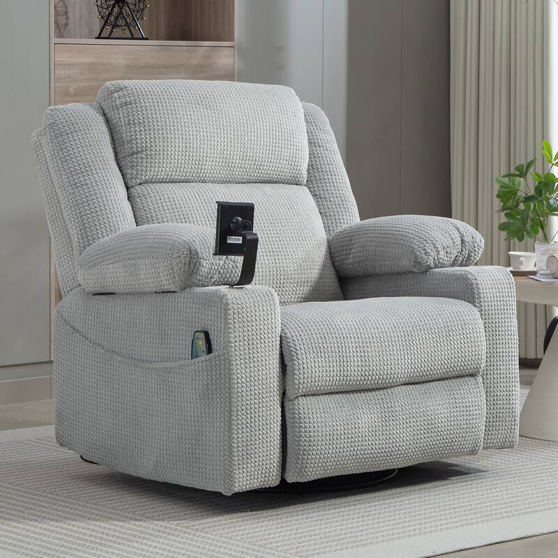 Oversized 270° Swivel Rocker Recliner Chair with Adjustable Headrest & Infinite Position