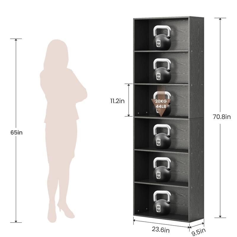 Modern Minimalist Storage Shelf - 6 Tiers, MDF Build