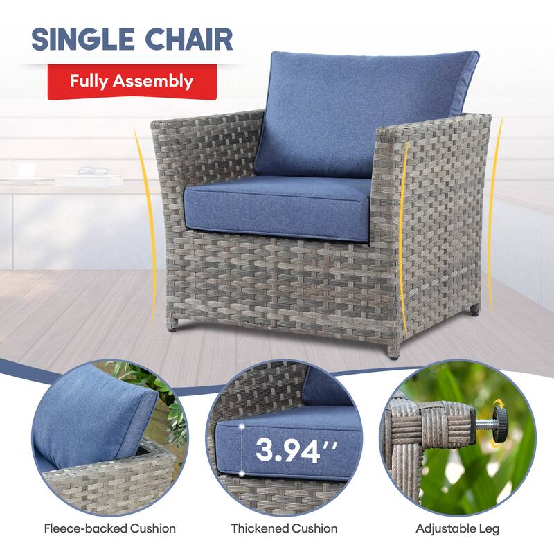 XIZZI 7-piece Outdoor Patio Furniture Rattan Wicker Conversation Set