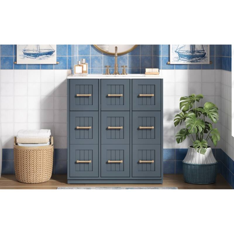 Roomfitters 30" Bathroom Vanity with Undermount Sink, Painted Storage Cabinet with Sliding Bins & Tilt-Down Compartment