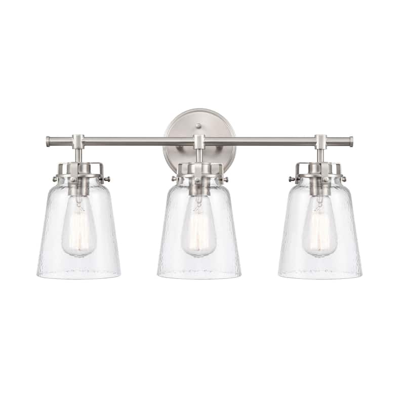 Millennium Lighting Amberose Vanity Light with Hammered Glass Shades - 3 Light - Brushed Nickel