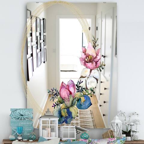 Designart 'Efflorescent Gold Simple 15' Traditional Mirror - Printed Wall Mirror