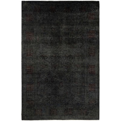 Overdyed One-of-a-Kind Hand-Knotted Area Rug - Black - 6' 3" x 9' 0"