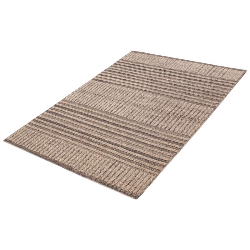 ECARPETGALLERY Hand-knotted Tangier Grey Wool Rug - 5'3 x 7'9