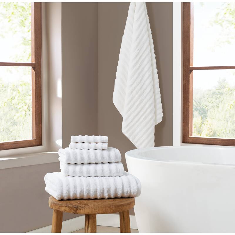 Brooklyn Loom Textured Zero Twist 6 Piece Towel Set - White