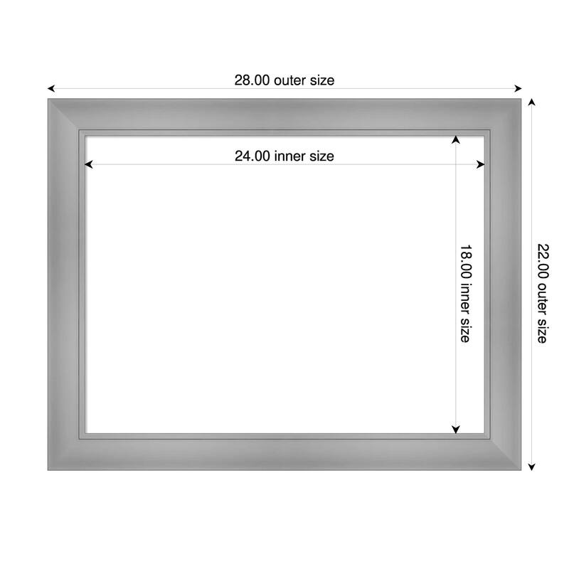 Amanti Art Flair Polished Nickel Framed Dry Erase Magnetic Board - 28 x 22 in - Flair Polished Nickel