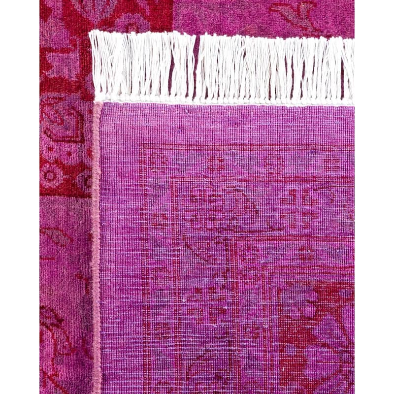 Overton Hand Knotted Wool Vintage Inspired Modern Contemporary Overdyed Pink Square Area Rug - 8' 2" x 8' 3"