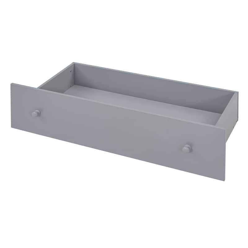L-shaped Space-Saving Twin Loft and Twin Platform Bed with 7 Drawers