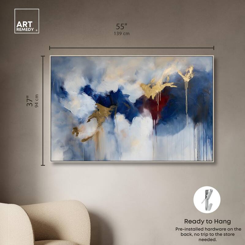 Eclipse of Gold and Blue Canvas by Art Remedy