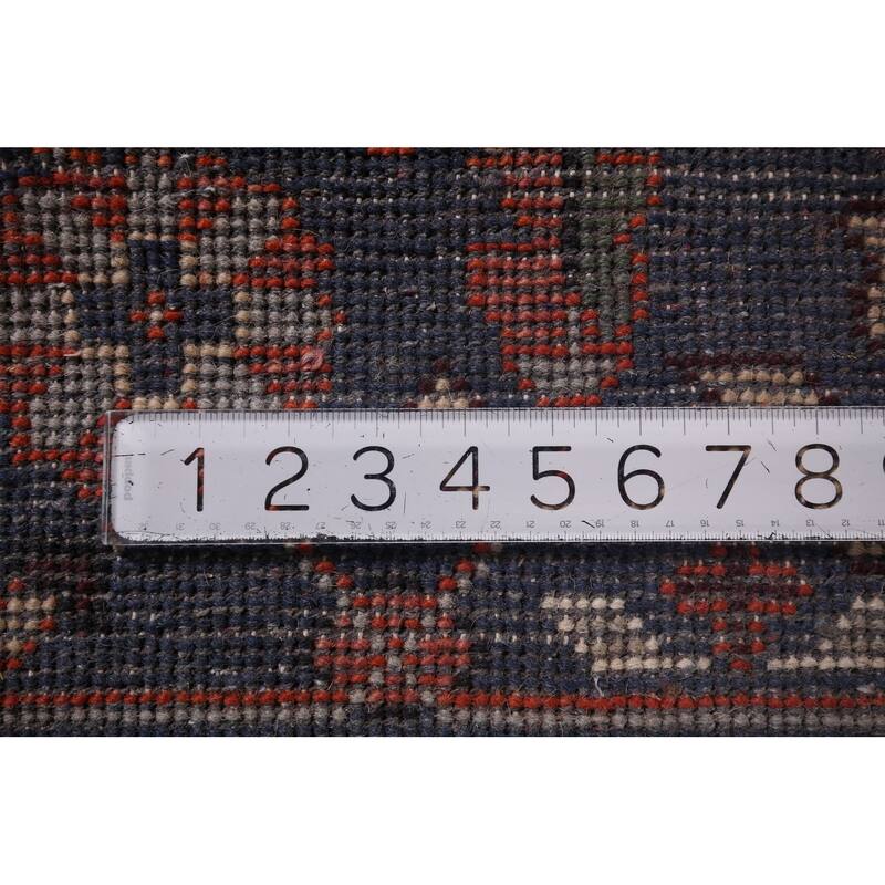 Orange Geometric Heriz Serapi Indian Area Rug Hand-Knotted Wool Carpet - 9'0"x 11'9"