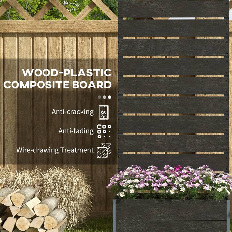 Outsunny Raised Garden Bed with Trellis for Climbing Plants, Planter Box with Drainage Gap, Freestanding Trellis Planter